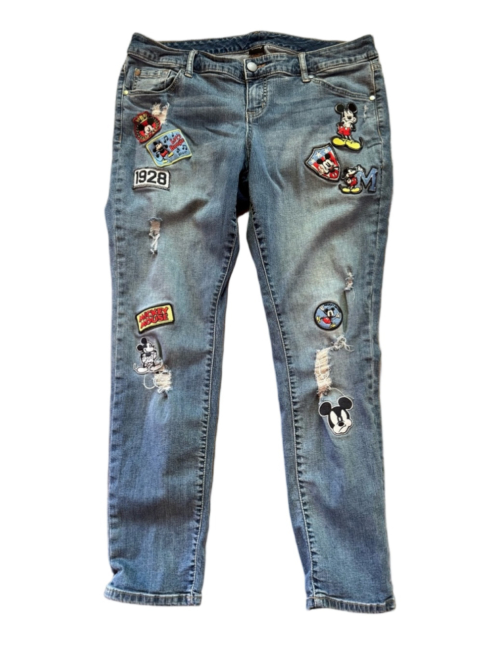 Torrid x Disney Mickey Mouse Patch Distressed Boyfriend Jeans size 12R